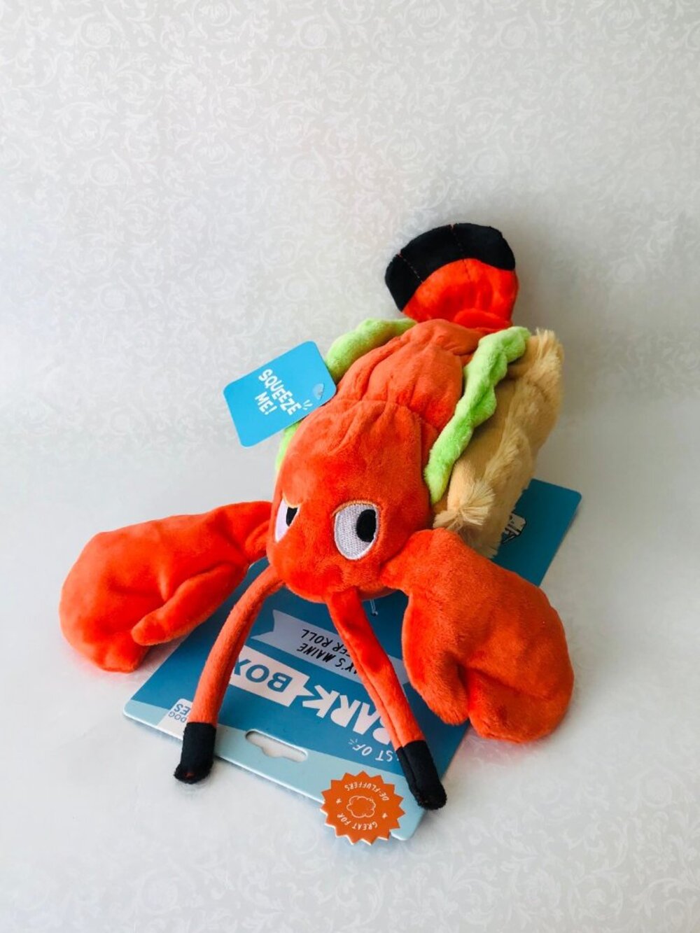Bark Box Max's Maine Lobster Roll 10" Bark Slope Squeeze Plush  Dog Toy NWT
